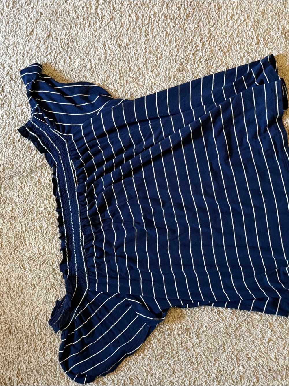 Striped Navy Off-Shoulder Women’s Top